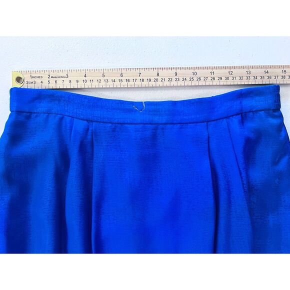 Vintage Adrianna Papell Lined Silk Cerulean Blue Blazer & Skirt Suit Size 10 - Picture 9 of 13
